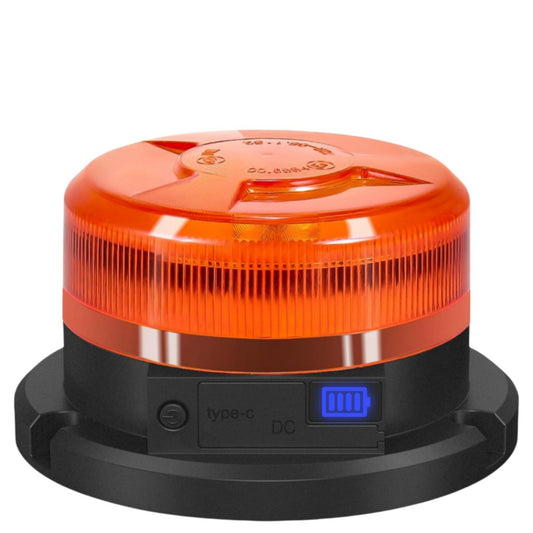 Antom Rundumleuchte akku mit Display 9 Blinkmodi LED Rundumleuchte 12V Magnet orange Warnleuchte mit Kfz-Ladegerät und USB Kabel für Auto LKW Traktoren Golfwagen SUV  [Energieklasse A+++]