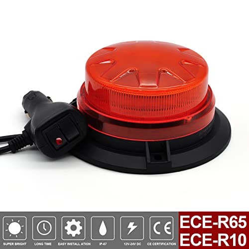 LED Warnleuchte,12V-24V Gelb Rundumleuchte mit magnetischem und 3 Meters-Kabel für Gabelstapler-Traktor Golfwagen UTV Anhänger SUV