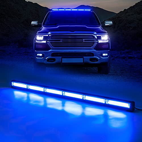 90 cm LED Rundumkennleuchte 60W Blau Rundumleuchte für Auto Anhänger Wohnwagen SUV -14 Blinkende Stroboskop-Modi