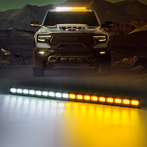 Faro rotante a LED AnTom da 86 cm, luce di avvertimento a LED, luce di indicazione gialla e bianca da 12 V, luce di avvertimento da 12 V, cavo da 3 metri, 19 modalità stroboscopiche lampeggianti