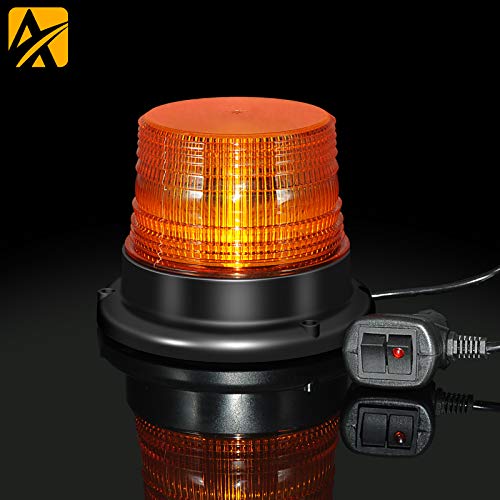 LED Rundumkennleuchte,12V-24V Gelb Rundumleuchte mit magnetischem und 3 Meters-Kabel für Gabelstapler-Traktor Golfwagen UTV Anhänger SUV