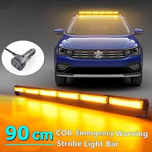 90 cm LED Rundumkennleuchte 60W Gelb Rundumleuchte für Auto Anhänger Wohnwagen SUV -14 Blinkende Stroboskop-Modi