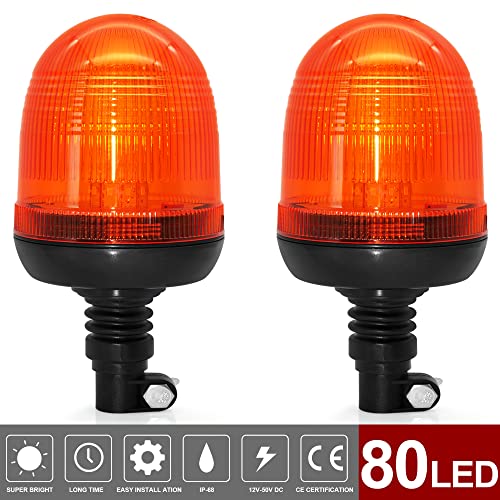 2 balizas LED giratorias de 12/24 voltios, amarillas, flexibles, para carretilla elevadora, tractor, carrito de golf, UTV, remolque, SUV.