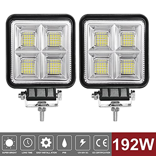 2 Pcs Rückfahrscheinwerfer Arbeitsscheinwerfer Traktor 192W 12volt led strahler kfz 19200LM led zusatzscheinwerfer, für Bagger, Traktoren, Schlepper, Gabelstapler, ATV, Lkw, offroad (4x4)