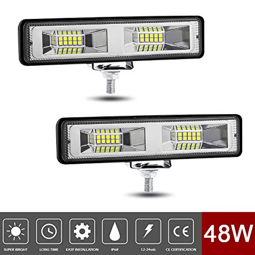 2 luci di retromarcia a LED da 15 cm per trattore, luci di lavoro a LED impermeabili da 48 W, faretti piatti da 12 V per moto, trattore, pick-up, Jeep, camper.