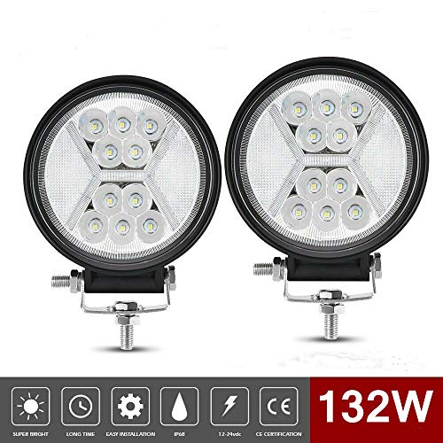 2 Pcs Rückfahrscheinwerfer Arbeitsscheinwerfer Traktor 132W 12volt led strahler kfz 13200LM led zusatzscheinwerfer, für Boot Campervan LKW Transporter Wrangler Traktor PKW