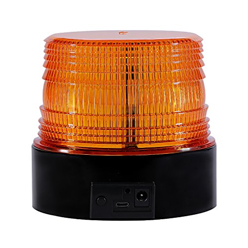 Faro rotante a LED, ricaricabile, per auto, rimorchi, roulotte, SUV - Giallo - Base magnetica - 12V/24V