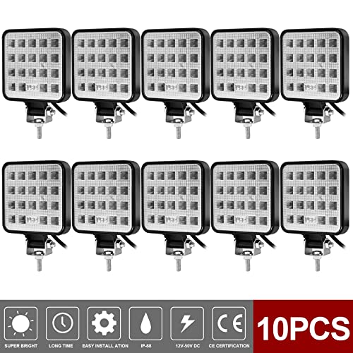 10 Pcs Rückfahrscheinwerfer Arbeitsscheinwerfer Traktor 57W 12volt led strahler kfz 5700LM led zusatzscheinwerfer für Bagger, Traktoren, Schlepper, Gabelstapler, ATV, Lkw, offroad (4x4)