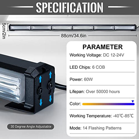 90 cm LED Rundumkennleuchte 60W Blau Rundumleuchte für Auto Anhänger W - Antom Direct 90 cm LED Rundumkennleuchte 60W Blau Rundumleuchte für Auto Anhänger W - Antom Direct