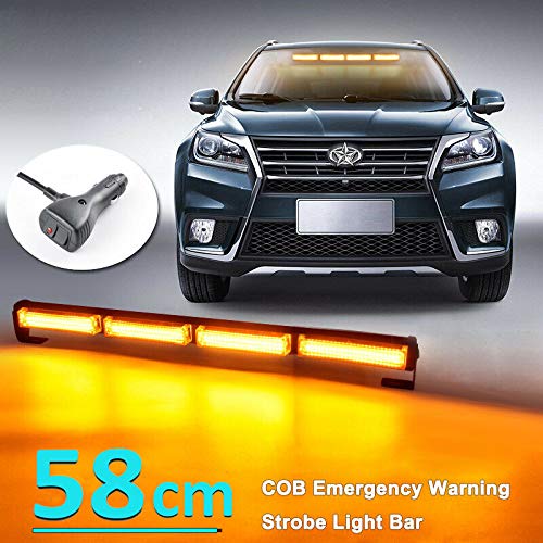 Faro rotante a LED da 58 cm, luce rotante gialla da 40 W per auto, rimorchi, roulotte, SUV - 14 modalità stroboscopiche lampeggianti