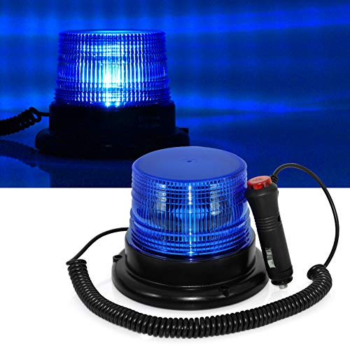LED Rundumkennleuchte Blau Rundumleuchte für Auto Anhänger Wohnwagen SUV - Magnetfuß - 12V/80V