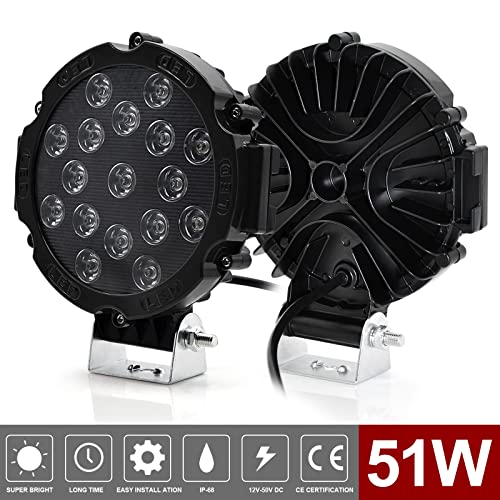 2Pcs LED Rückfahrscheinwerfer 12v Tractor, Led Strahler 12v Fernlicht Arbeitsscheinwerfer für Boot Campervan LKW Transporter Wrangler Traktor PKW