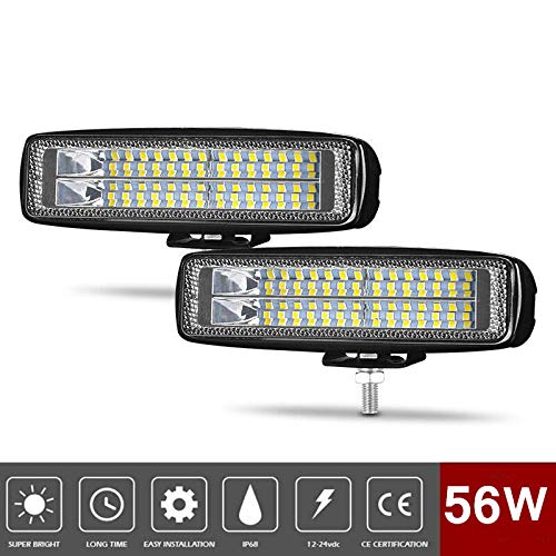 2 luci di retromarcia a LED da 15 cm per trattori, luci di lavoro a LED impermeabili da 56 W, faretti piatti da 12 V per motociclette, trattori, pick-up, jeep, camper