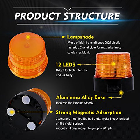 ▻ LED-Rundumleuchte, Batteriebetrieb mit Magnetmontage